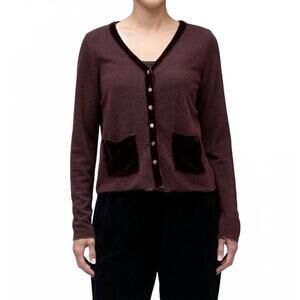 NEW CUT LOOSE marble sweater cardigan top in cola